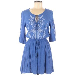 Chic Blue Embroidered Mini Dress